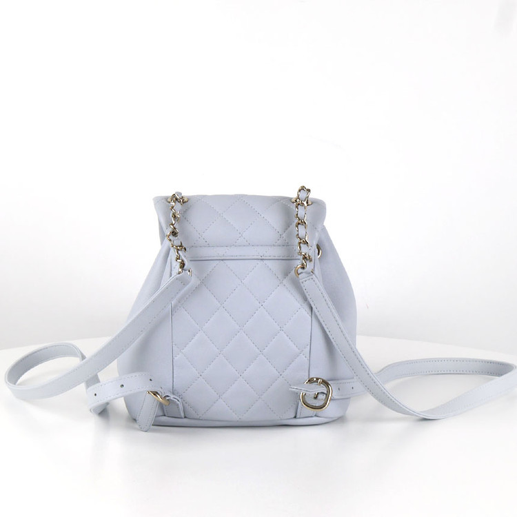 [중고명품다올] 샤넬 듀마 더블 원포켓 백팩 스몰 카프스킨 블루 그레이 AS2908--4