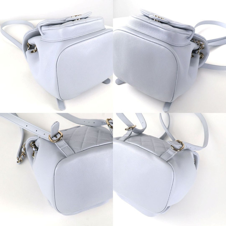 [중고명품다올] 샤넬 듀마 더블 원포켓 백팩 스몰 카프스킨 블루 그레이 AS2908--6