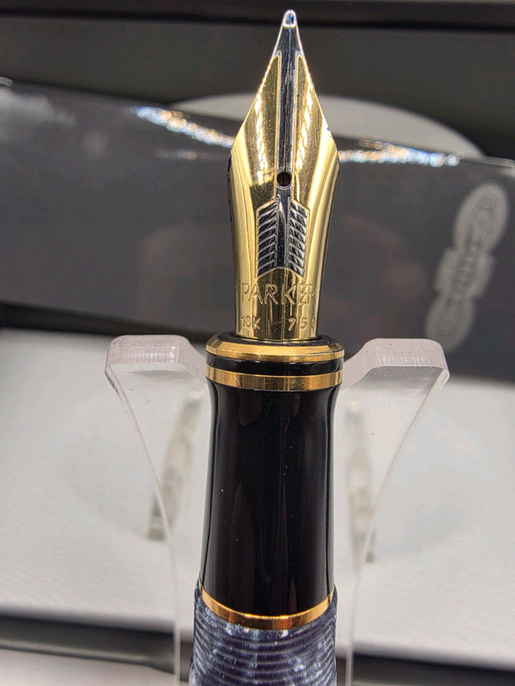 파카 만년필 듀오폴드 센테니얼 1세대 블루 마블18K B닙--1