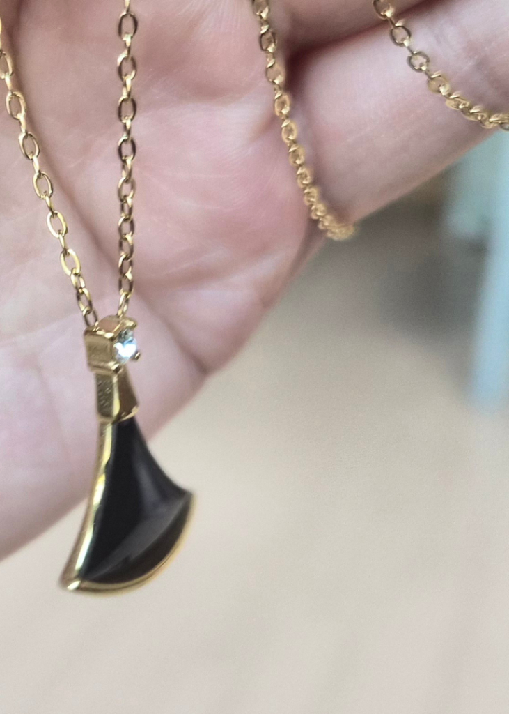 디바스목걸이 자개목걸이 부채꼴모양 부채모양 목걸이 귀걸이 세트 자개 귀걸이블랙(새상품)--4