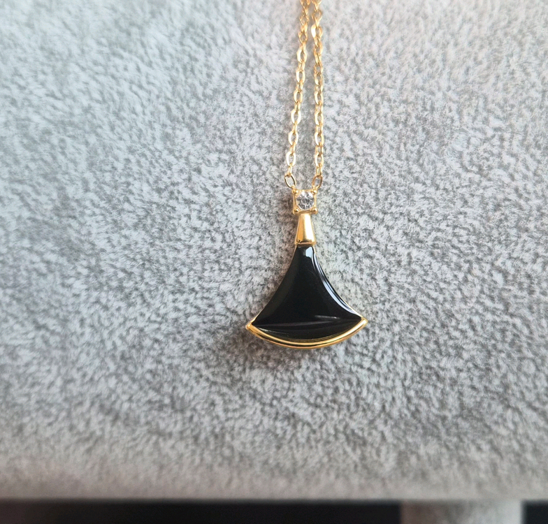 디바스목걸이 자개목걸이 부채꼴모양 부채모양 목걸이 귀걸이 세트 자개 귀걸이블랙(새상품)--5