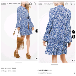 마이클코어스 블루플라워 플리츠원피스