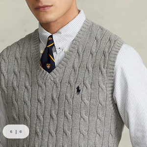 폴로 랄프로렌 케이블 니트 코튼 스웨터 베스트 M(100) 그레이컬러 새것