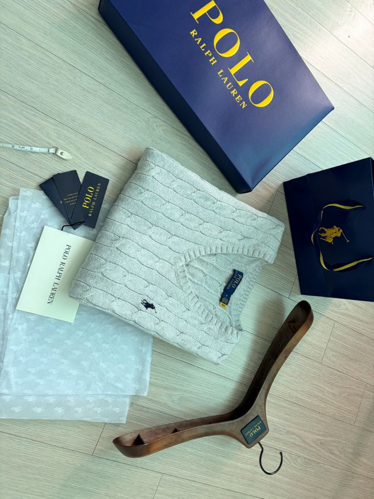 폴로 랄프로렌 케이블 니트 코튼 스웨터 베스트 M(100) 그레이컬러 새것--2