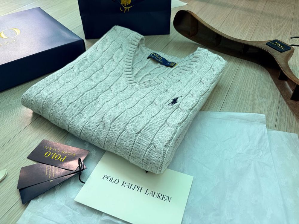폴로 랄프로렌 케이블 니트 코튼 스웨터 베스트 M(100) 그레이컬러 새것--3