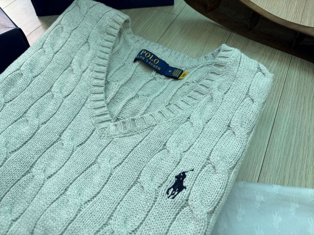폴로 랄프로렌 케이블 니트 코튼 스웨터 베스트 M(100) 그레이컬러 새것--4