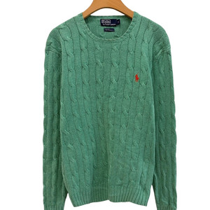 폴로 꽈배기 케이블 실크 캐시미어 니트 민트 (여성S)