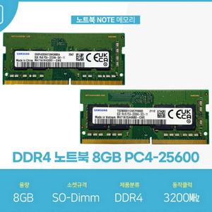 DDR4 메모리 8GB PC4-25600 이미지
