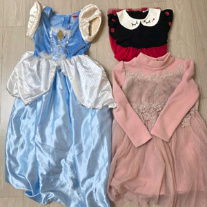 공주 드레스 3벌 일괄(신데렐라,미니마우스,핑크원피스)