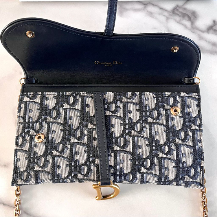 [S급/정품] 디올 새들 스몰 체인 파우치 지갑 woc 숄더백 가방--2