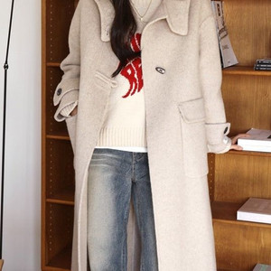 !!새제품!! 오트밀 핸드메이드 코트 이미지