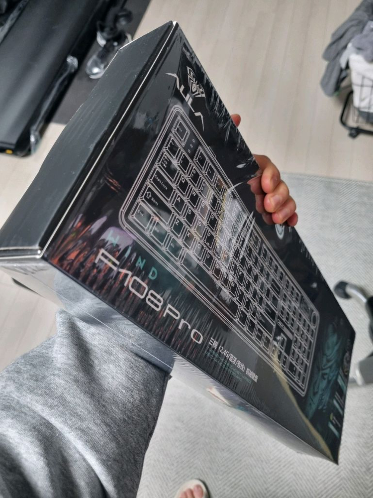 [새상품] AULA 독거미 F108 pro 그레이 측각 라떼축--3