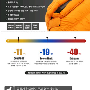 조이 익스플레스 1500g 구스다운 침낭(동계용)