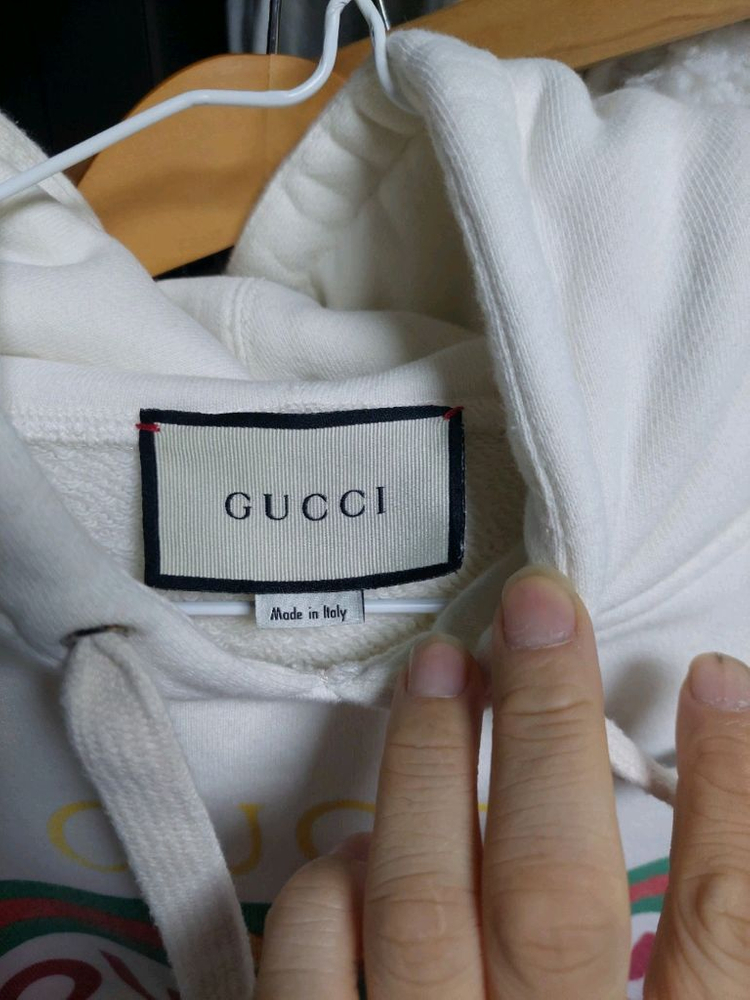 구찌 부티크 로고 아이보리 후드티 실측100 정품검수완료 이미지