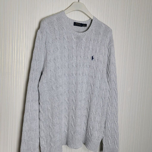 L 폴로 케이블 니트 라이트그레이 라운드 랄프로렌