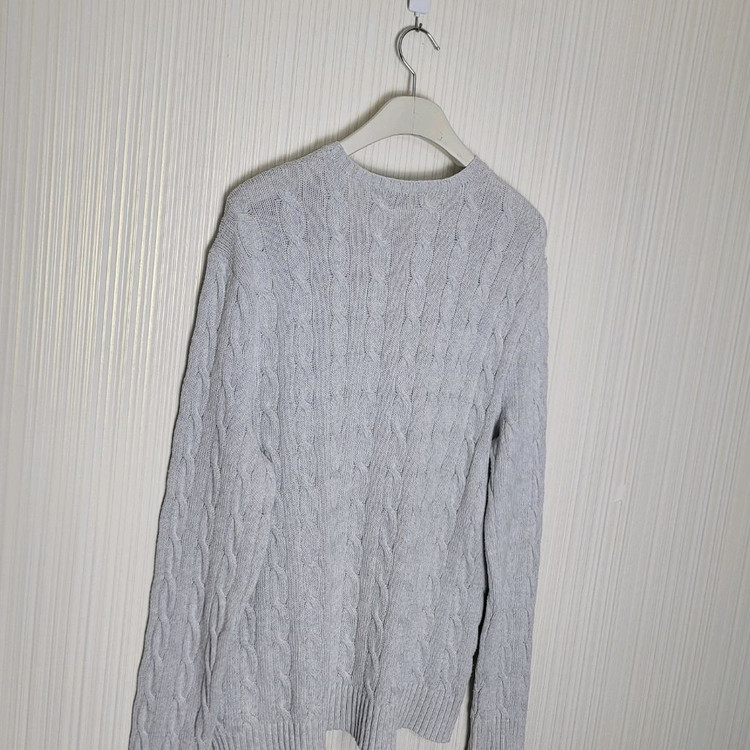 L 폴로 케이블 니트 라이트그레이 라운드 랄프로렌--3