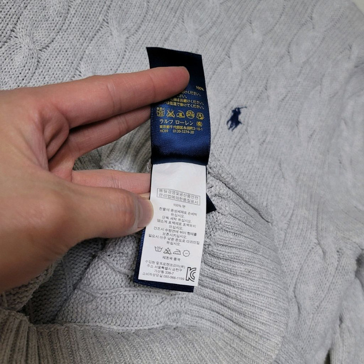 L 폴로 케이블 니트 라이트그레이 라운드 랄프로렌--6