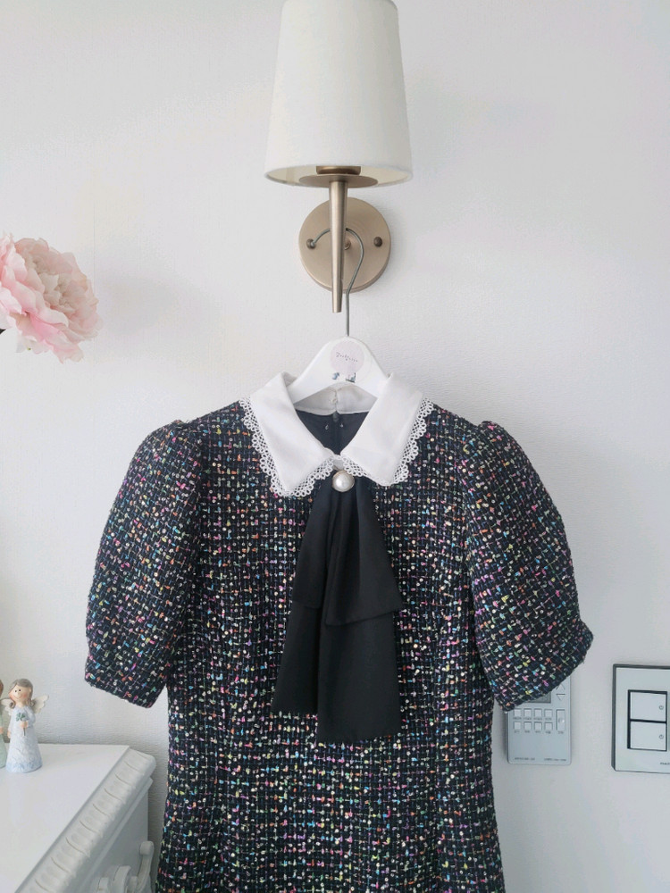 수입 러블리 트위드 원피스(반택포)--3