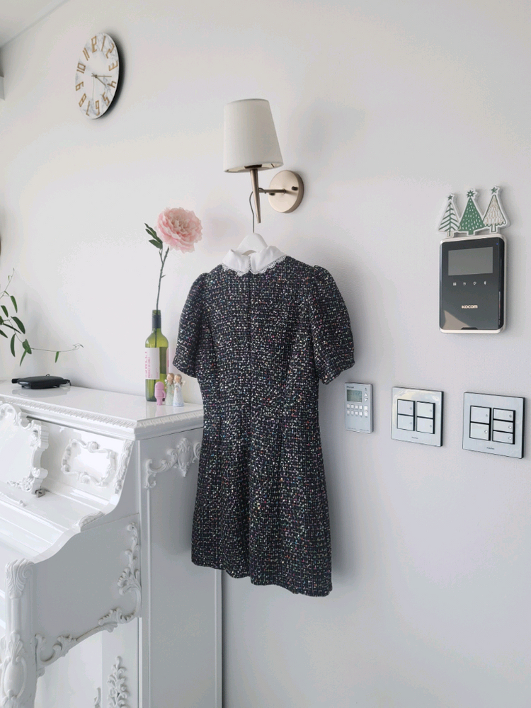 수입 러블리 트위드 원피스(반택포)--5