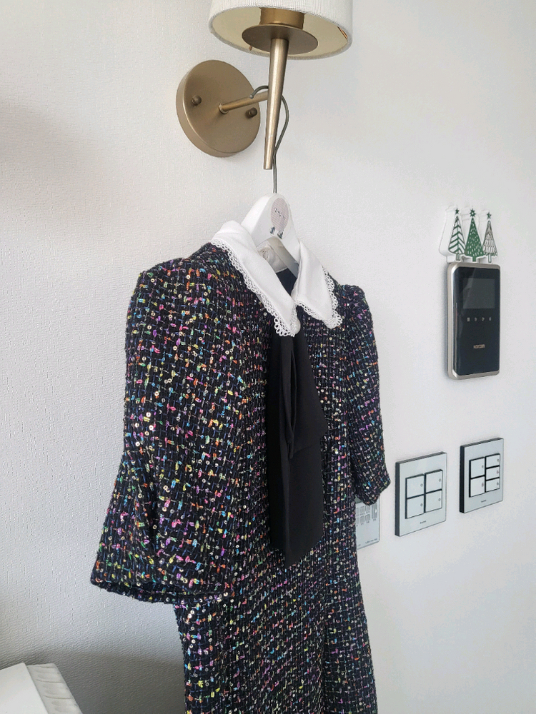 수입 러블리 트위드 원피스(반택포)--6