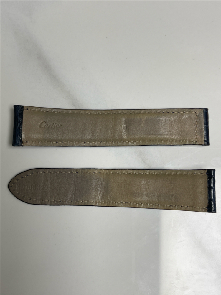 Cartier 까르띠에 KD18GK20 악어 가죽 시계줄 네이비--1