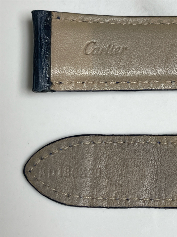 Cartier 까르띠에 KD18GK20 악어 가죽 시계줄 네이비--2