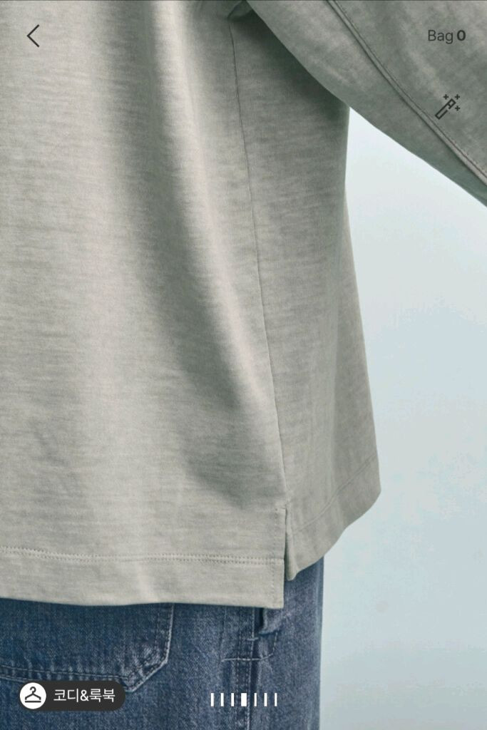 한섬 타임옴므 패널 라운드넥 슬릿 남성 티셔츠 이미지