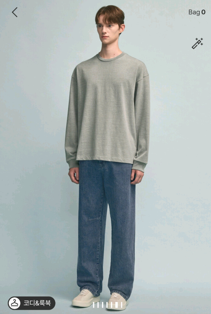 한섬 타임옴므 패널 라운드넥 슬릿 남성 티셔츠 이미지