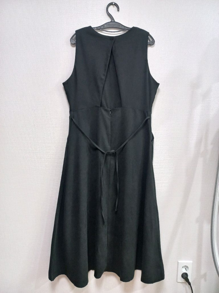 빅사이즈 피치기모 뒷트임 롱원피스 블랙 77--1