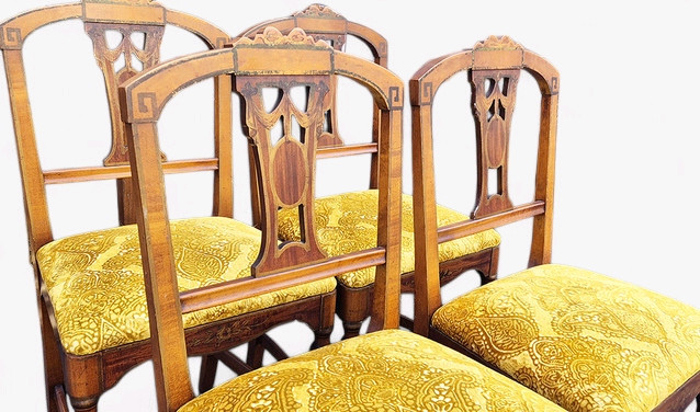 영국 앤틱 인레이 다이닝 체어 세트--2