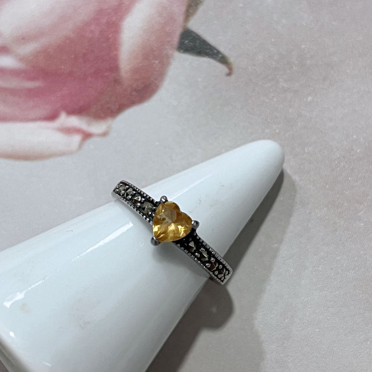 시트린 원석 실버 반지 13호 은반지(구게이지) 이미지