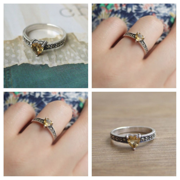 시트린 원석 실버 반지 13호 은반지(구게이지) 이미지