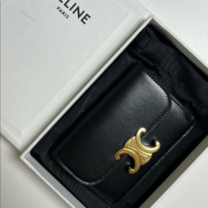 [정품] 셀린느 카드지갑 샤이니 카프스킨 플랩 카드 홀더 블랙 이미지