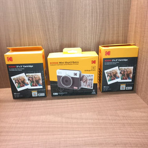 미사용 코닥 미니샷 3 레트로 폴라로이드 카메라 + 카트리지 68p 번들