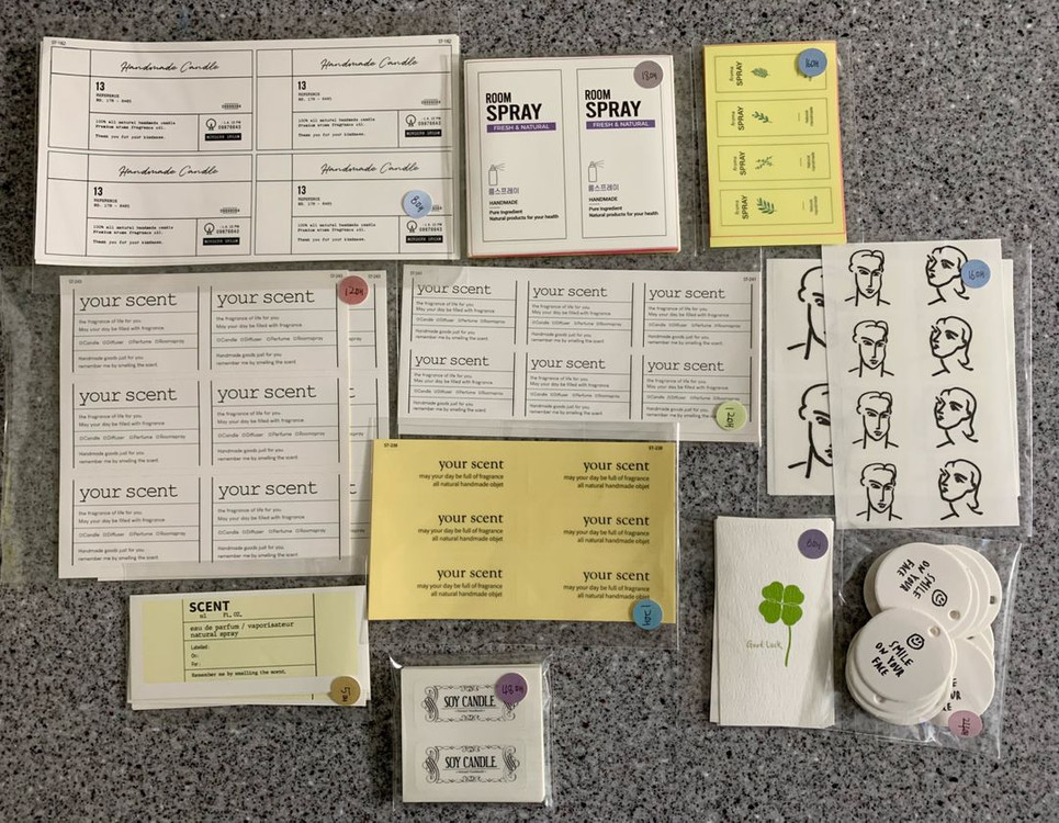 포장용 스티커 (천연비누, 화장품, 캔들, 땡큐 등) 이미지