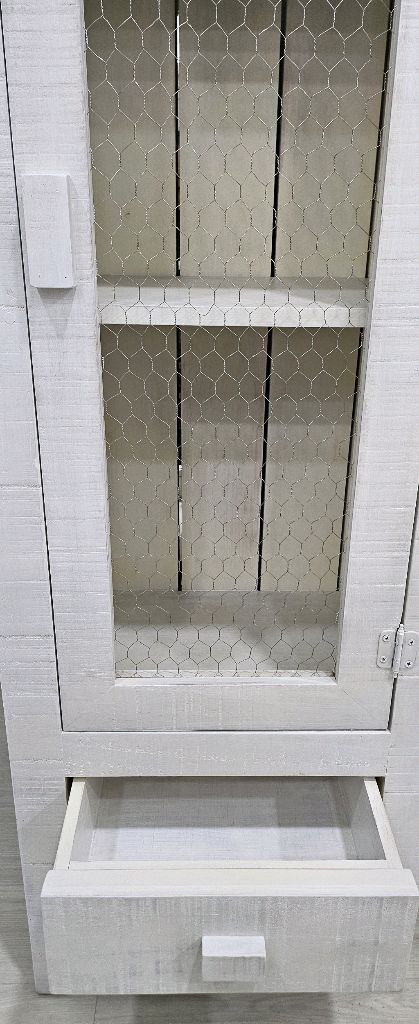 바네스데코 st 화이트 원목 철망 수납장 이미지