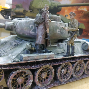 *각종교신가능*밀리터리프라모델(대형1/16전시용)한국전/2WW러시아T34/85정밀도색작~바람에언덕에서