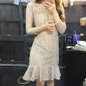 7부 레이스 원피스 하객룩