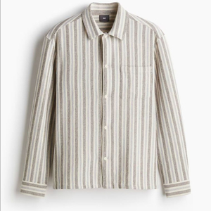 H&M 텍스처 셔츠 레귤러핏 라이트 블루/스트라이프 105