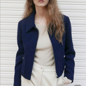 프론트로우 집업 트위드 자켓