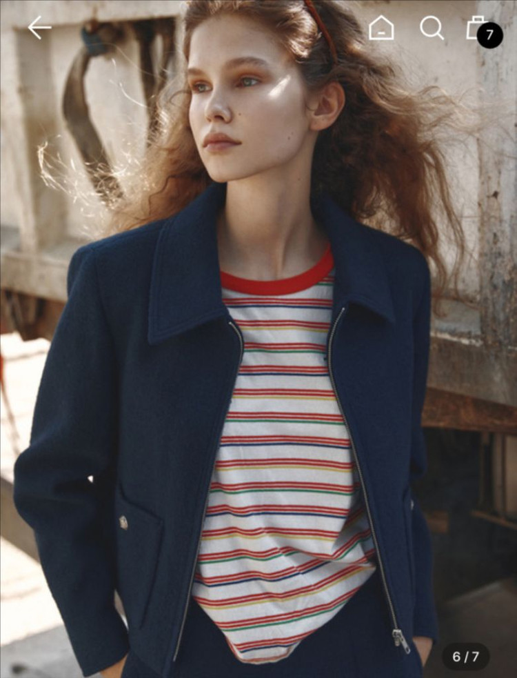 프론트로우 집업 트위드 자켓--5