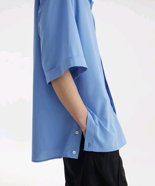 [M]유스 사이드 슬릿 하프 셔츠 삭스 블루 youth--3