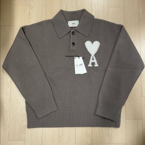 [시착 1회] 아미 ami 알파카 폴로니트 베이지 L