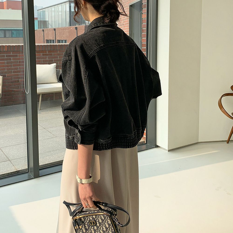 르꼬르망 데님 블루종 자켓--2