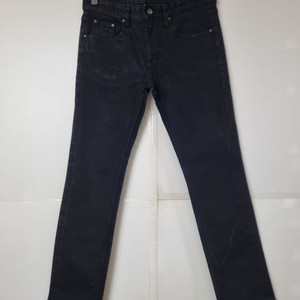 33)플랙진 가죽패치 블랙청바지 스판 일자청바지