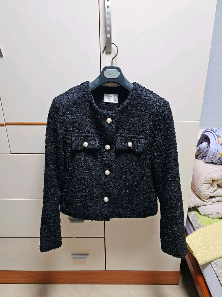 스프링 쟈가드 진주 버튼 럭셔리 트위드 쟈켓--1