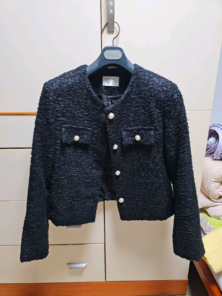 스프링 쟈가드 진주 버튼 럭셔리 트위드 쟈켓--6