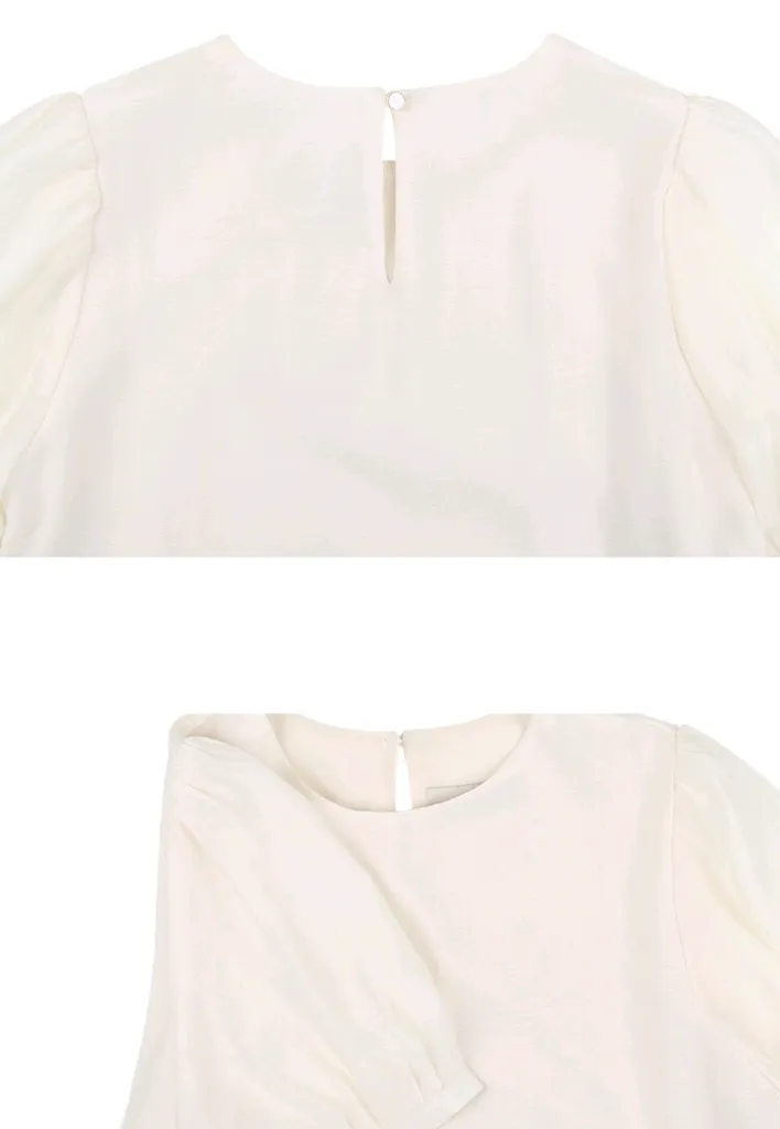 새상품] 주르티 시스루 라운드 블라우스 / 반팔 / 아이보리 이미지