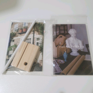 인테리어 포스터 엽서 + 우드 엽서 꽂이 + 스티커세트