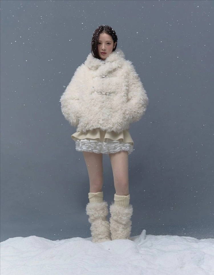 더티스 테디 후드 퍼 자켓 THETIS TEDDY HOOD FUR JACKET 아이보리 S 이미지
